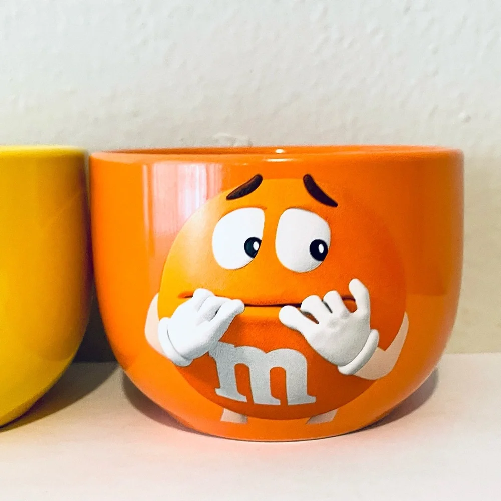 M & M's Orange, Yellow, Green Ceramic Snack Bowls Set 10 oz‎ (2021)